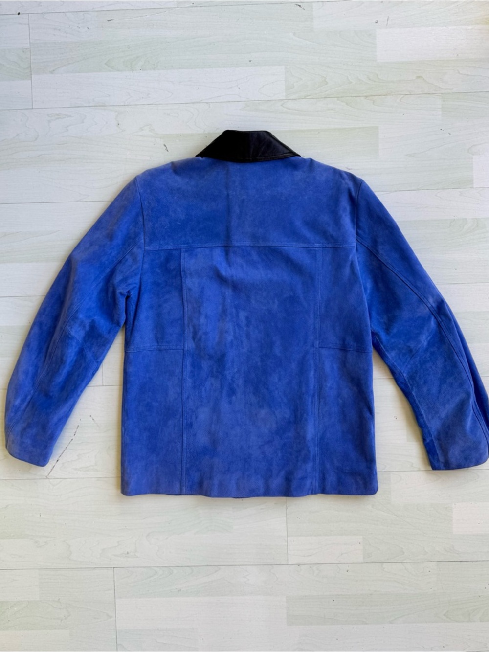 NWT Zara Electric Blue Suede Jacket with Black Leather Collar - Picture 15 of 16